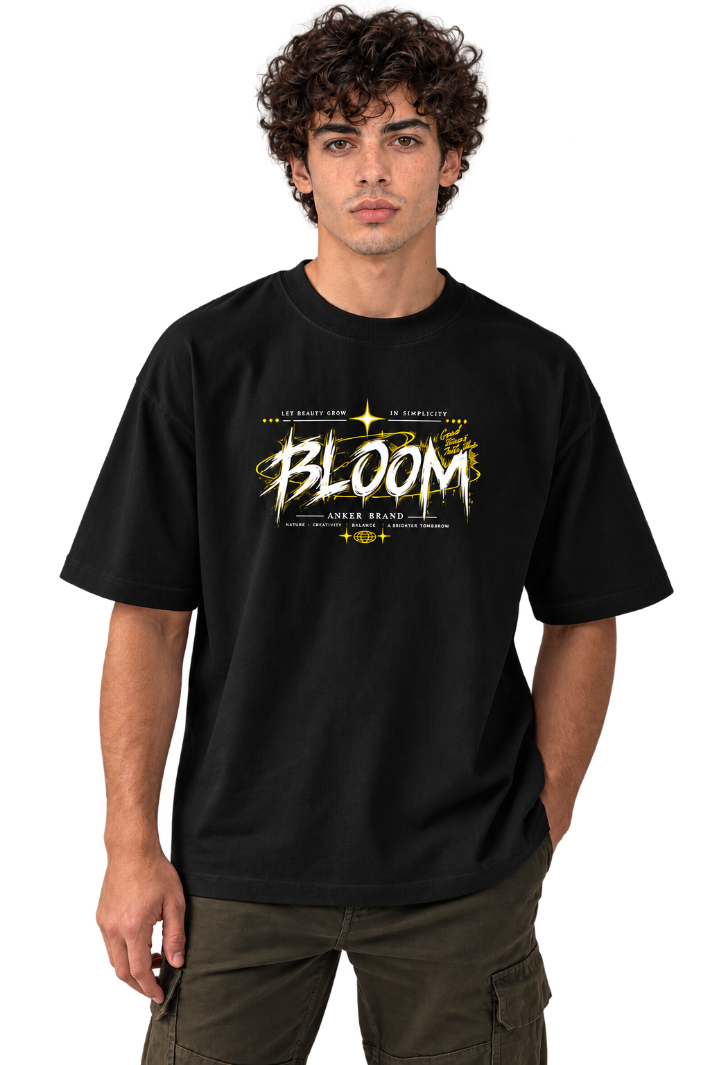 BLOOM Graphic Oversized Streetwear T-Shirt – Black
