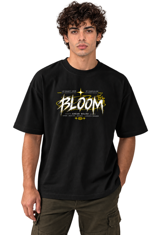 BLOOM Graphic Oversized Streetwear T-Shirt – Black