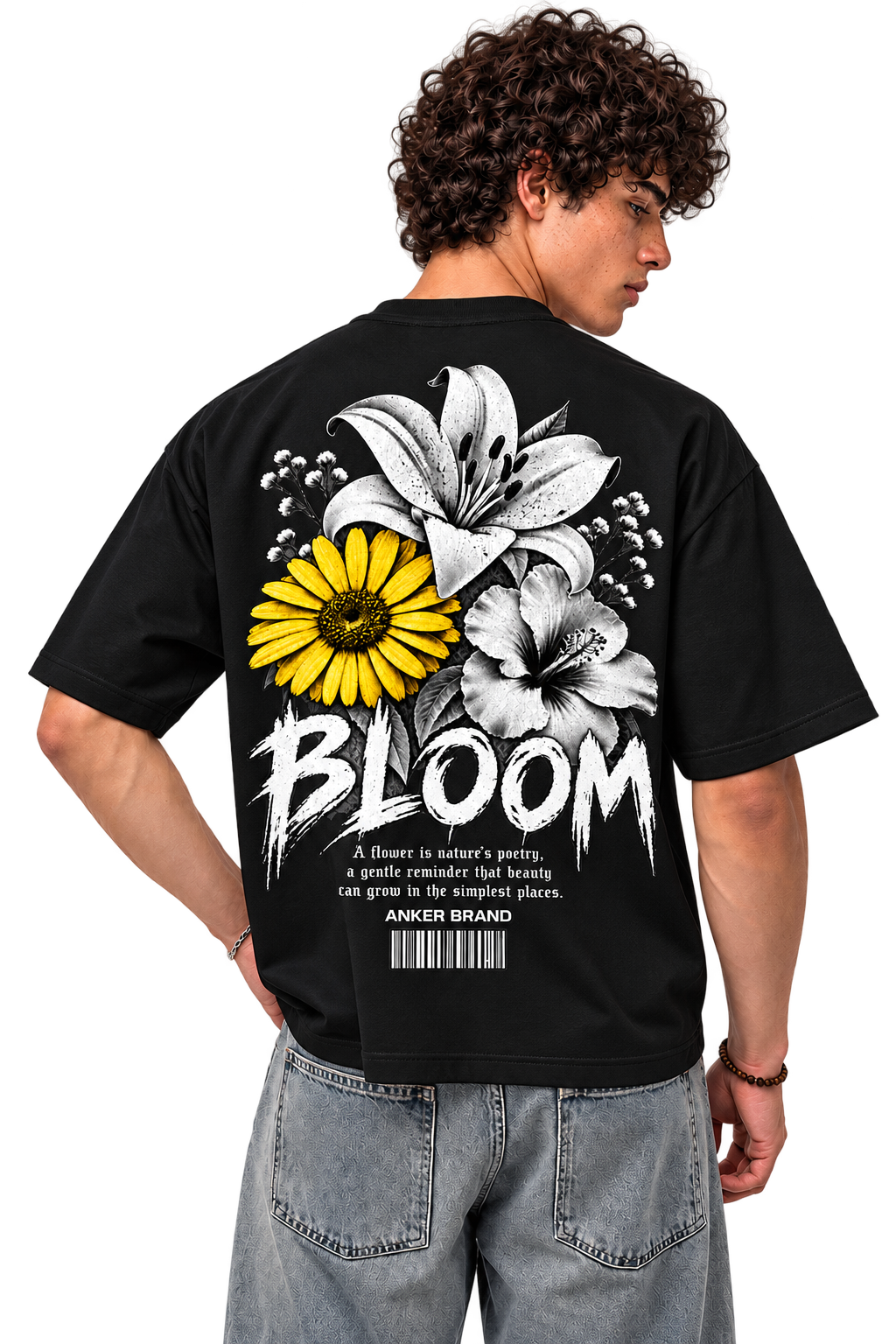 BLOOM Graphic Oversized Streetwear T-Shirt – Black