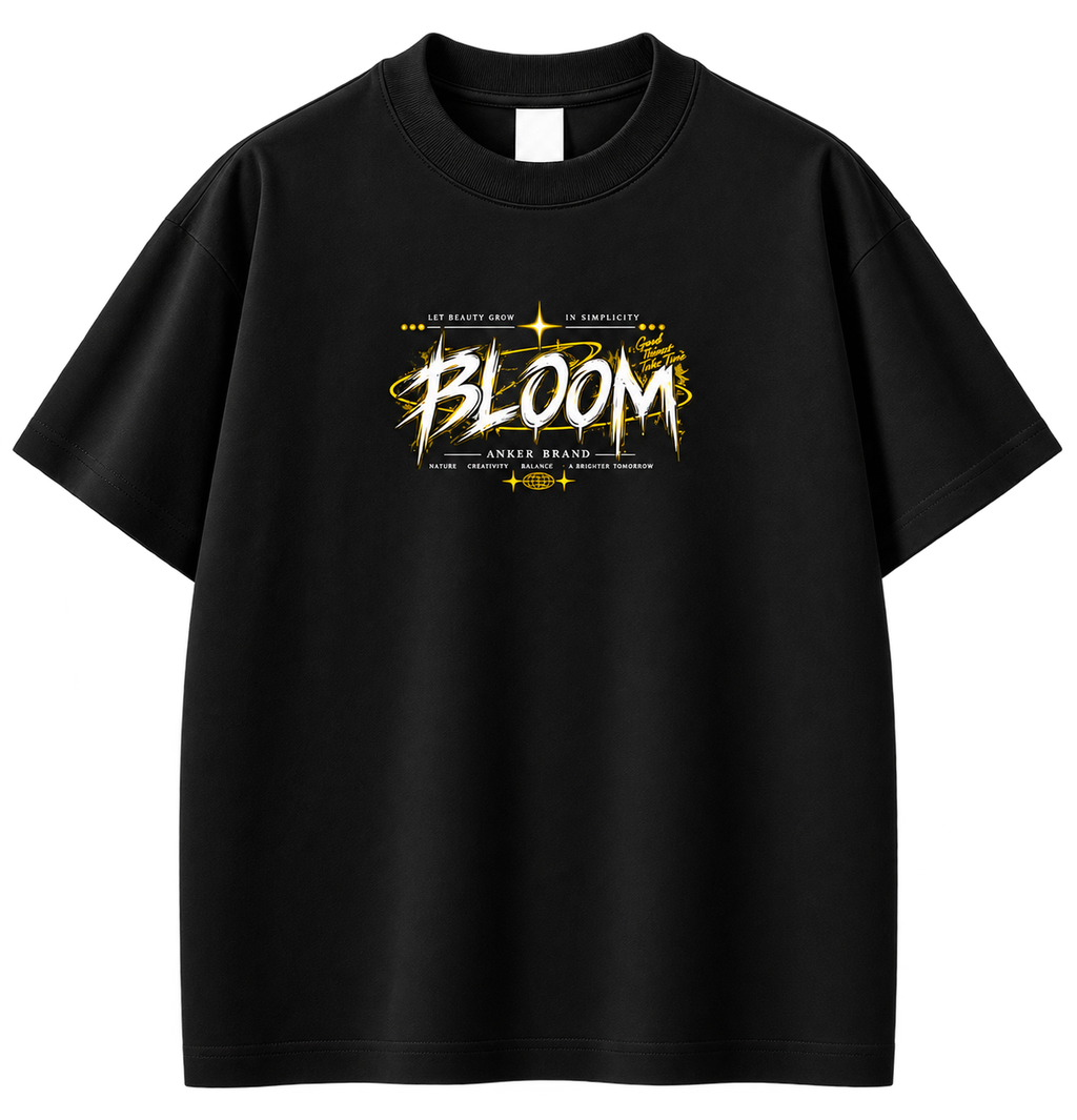 BLOOM Graphic Oversized Streetwear T-Shirt – Black