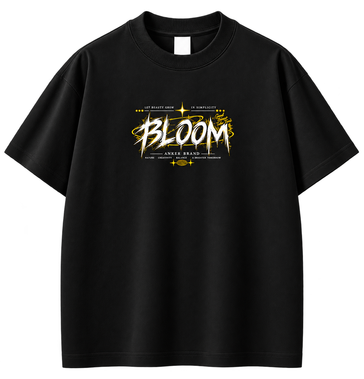 BLOOM Graphic Oversized Streetwear T-Shirt – Black